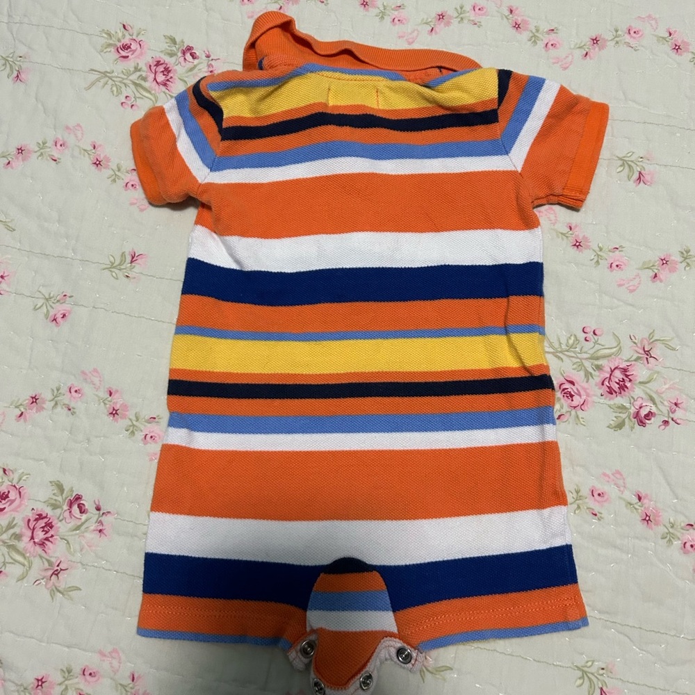 Ralph Lauren orange stripes polo romper size 3 months - Picture 3 of 3